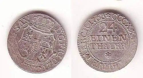 1/24 Taler Silber Münze Sachsen 1763