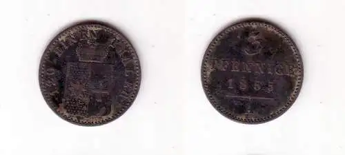 3 Pfennig Kupfer Münze Waldeck und Pyrmont 1855 A (103408)