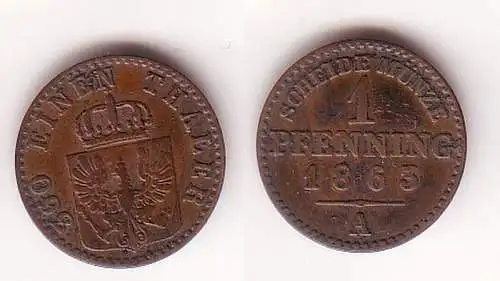 1 Pfennig Kupfer Münze Preussen 1863 A