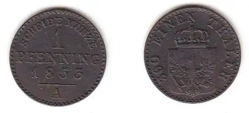 1 Pfennig Kupfer Münze Preussen 1853 A ss