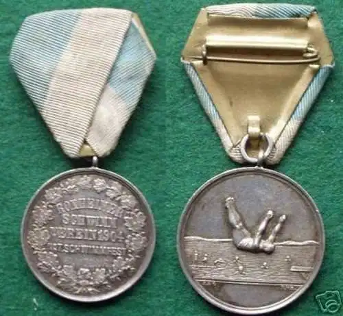 rare Silbermedaille Roxheimer Schwimm Verein 1904