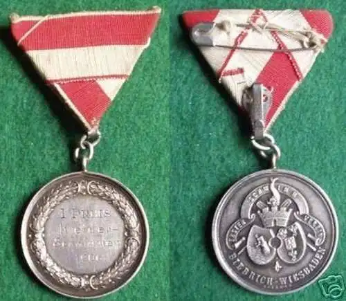 rare Silbermedaille Biebrich Wiesbaden 1906