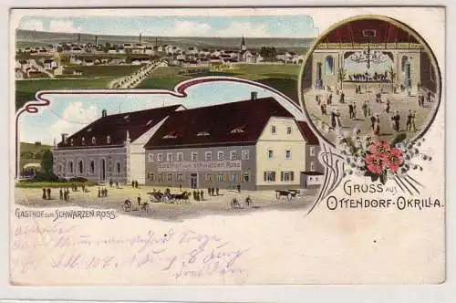 61328 Feldpost Ak Gruß aus Ottendorf Okrilla Gasthof zum schwarzen Ross 1915