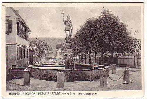 04566 Feldpost Ak Freudenstadt Neptunbrunnen 1917