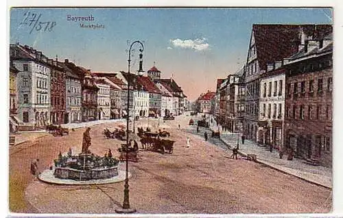 04113 Ak Bayreuth Marktplatz Feldpost 1918