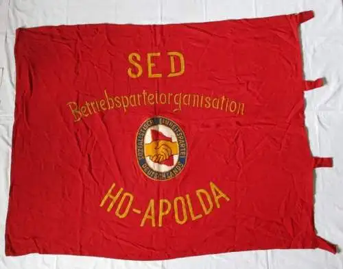 Seltene DDR Fahne SED Partei Organisation HO Apolda (107379)