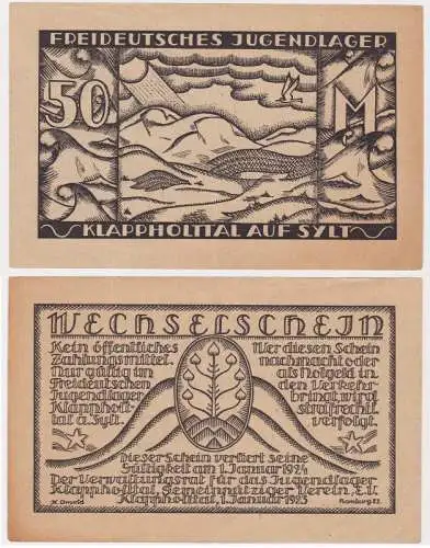 50 Mark Banknote Freideutsches Jugendlager Klappholttal auf Sylt (130146)