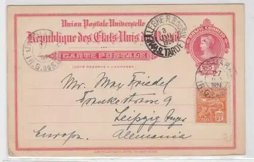 83927 seltene Ganzsachen Postkarte Brasilien 200 Reis nach Leipzig 1924