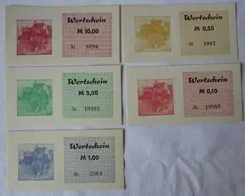 5 seltene Banknoten Wertscheine 0,10 bis 10 Mark DDR LPG Geld (158428)