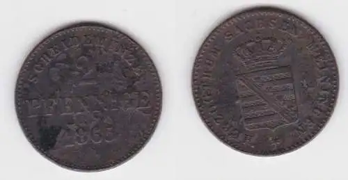 2 Pfennig Kupfer Münze Sachsen-Meiningen 1865 f.ss (143575)