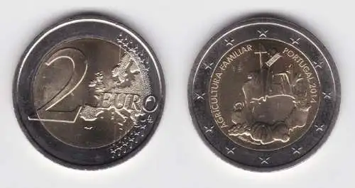 2 Euro Bi-Metall Münze Portugal 2014 familienbetriebene Landwirtschaft (137584)