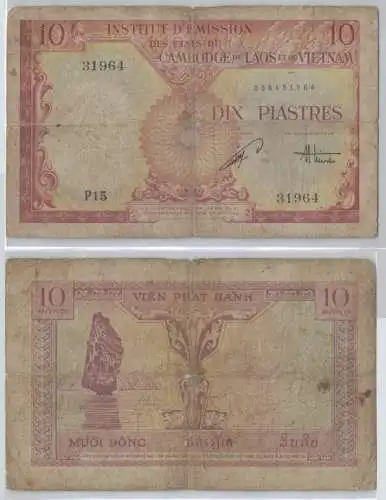 10 Piastres Dong Banknote Franz. Indo China 1953 Pick 107 (143230)