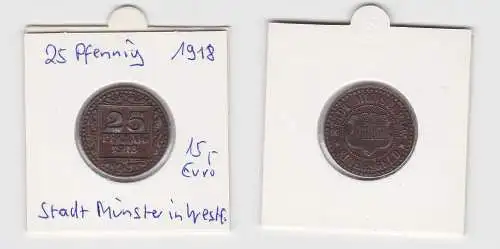 Seltene 25 Pfennig Marke Kriegsgeld Stadt Münster in Westfalen 1918 (132671)