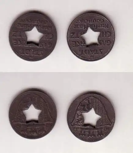 2 x Städtische Gasmarken Chemnitz 1919 (112464)