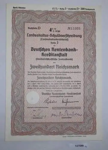 200 Reichsmark Landeskultur Schuldverschreibung Berlin 1.8.1938 (127599)