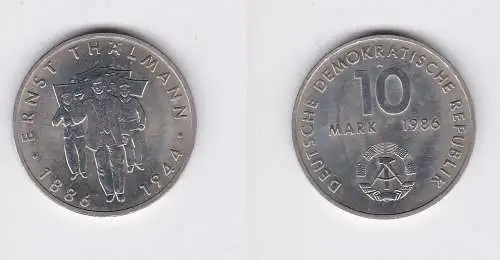 DDR Gedenk Münze 10 Mark Ernst Thälmann 1986 Stempelglanz (129530)