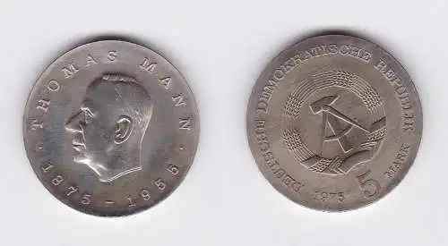 DDR Gedenk Münze 5 Mark Thomas Mann 1975 Silber Stempelglanz (128642)