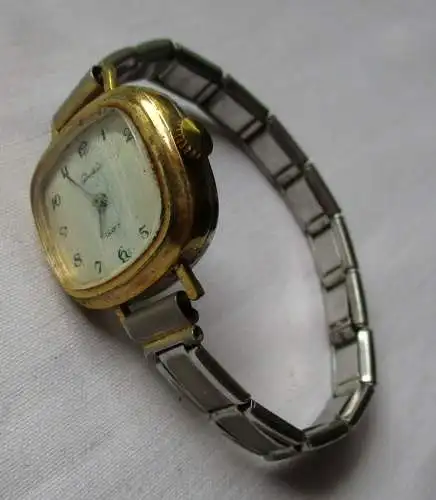 Vergoldete Damen Armbanduhr Glashütte Quartz Made in GDR (140606)