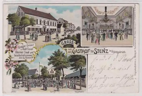 900068 Ak Lithographie Gruß aus dem Gasthof zu Stenz bei Königsbrück 1904