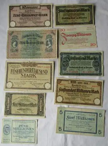 10 Banknoten Inflation Stadt Dresden um 1923 (107557)