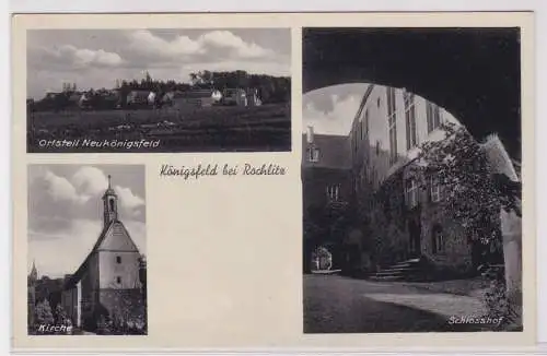 901046 AK Königsfeld bei Rochlitz - Kirche, Schlosshof, Neukönigsfeld 1940