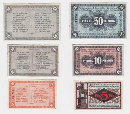 5, 10 und 50 Pfennig Banknoten Notgeld Neuhaldensleben 1918/19 (137374)