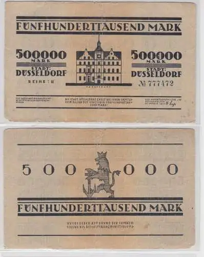 500000 Mark Banknote Inflation Stadt Düsseldorf 25.08.1923 (137543)