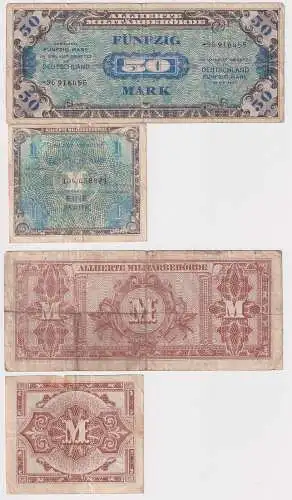 1 & 50 Mark Banknoten alliierte Militärbehörde 1944 UdSSR Druck (139669)