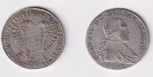 1/6 Taler Silber Münze Sachsen 1792 IEC ss+ (152518)