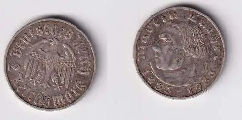 2 Mark Silber Münze Martin Luther 1933 E Jäger 352 (144292)