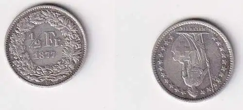 1/2 Franken Silber Münze Schweiz 1877 B ss+ (156565)