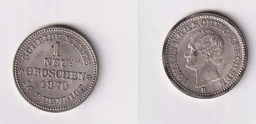 1 Neugroschen Silber Münze Sachsen 1870 B Stgl. (155888)