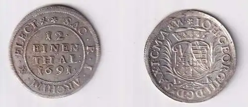 1/12 Taler Sachsen albertinische Linie 1691 IK vz/Stgl. (117459)