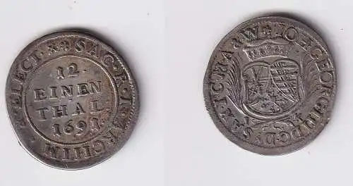 1/12 Taler Sachsen albertinische Linie 1691 IK f.vz (113007)