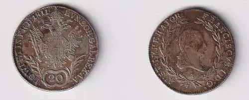 20 Kreuzer Silber Münze RDR Habsburg Österreich Franz II. 1811 A ss+ (140889)