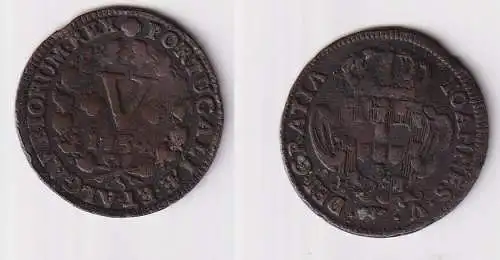 5 Reis Kupfer Münze Portugal JOAO V. (1706-1750) 1734 ss (116109)