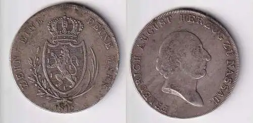 1 Konventionstaler Silber Münze Nassau Herzog Friedrich August 1810 ss+ (155136)