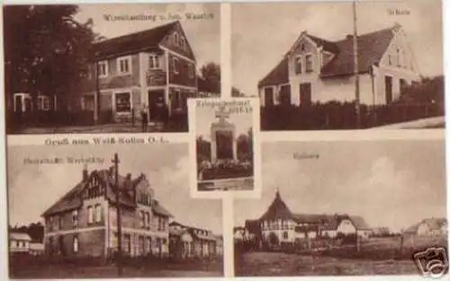 14577 Ak Gruß aus Weiß-Kollm Kolonie Schule 1919