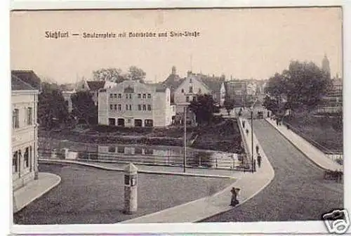 32846 Ak Staßfurt Schulzen- Ecke Steinstraße um 1920