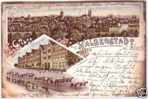 25464 Ak Lithographie Gruß aus Halberstadt 1896