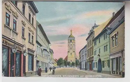 68971 Ak Sangerhausen kylischestrasse mit Jakobikirche 1907