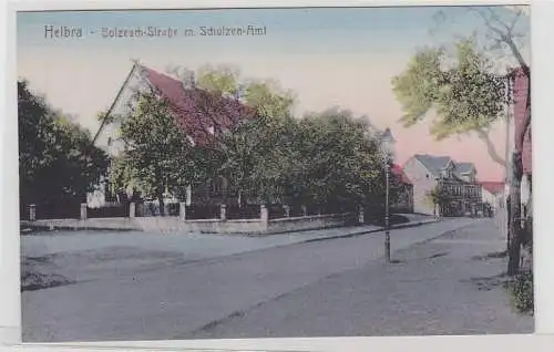 66980 Ak Helbra Bolzesch Straße m. Schulzen-Amt um 1910