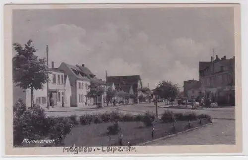 76234 AK Förderstedt - Magdeburg-Leipziger-Straße, Straßenansicht um 1940