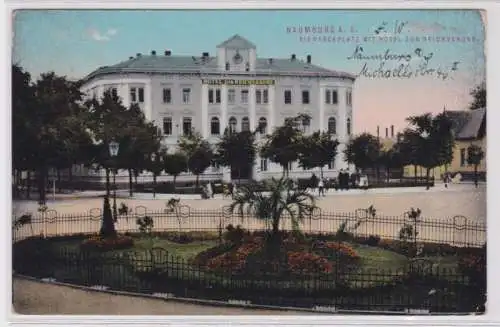 98338 Ak Naumburg A.S. Bismarckplatz mit Hotel Reichskrone 1916