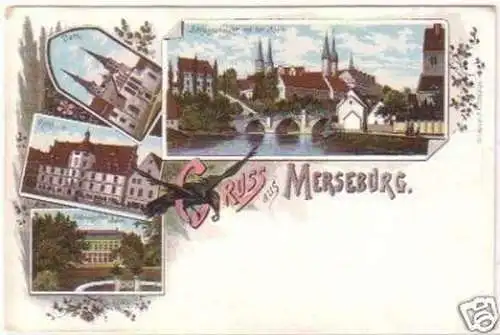 27794 Ak Lithographie Gruss aus Merseburg 1902