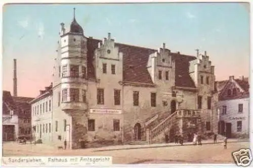 25741 Ak Sandersleben Rathaus mit Amtsgericht 1916