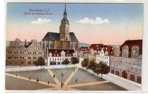 48509 Ak Naumburg Saale Markt mit Wenzelskirche um 1910