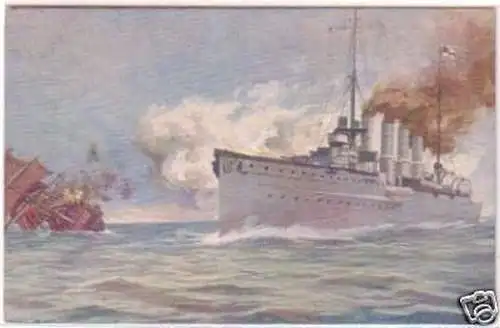 18073 Ak Kreuzer "Karlsruhe" versenkt Segelschiff 1915