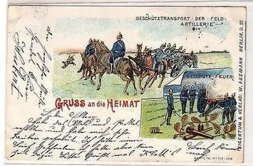 61185 Ak Gruß an die Heimat Geschütztransport der Feldartillerie 1903