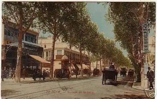 03643 Ak Frankreich Nizza Bahnhofstrasse 1908